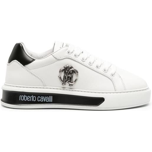 Roberto Cavalli mirror snake leather sneakers - bianco