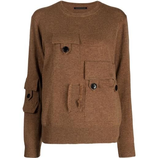 Y's speckle-knit wool jumper - marrone