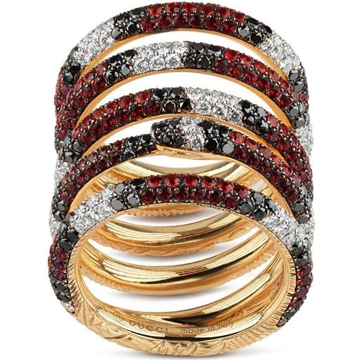 Gucci Gioielli anello gucci ouroboros in oro giallo con diamanti, zaffiri e topazi