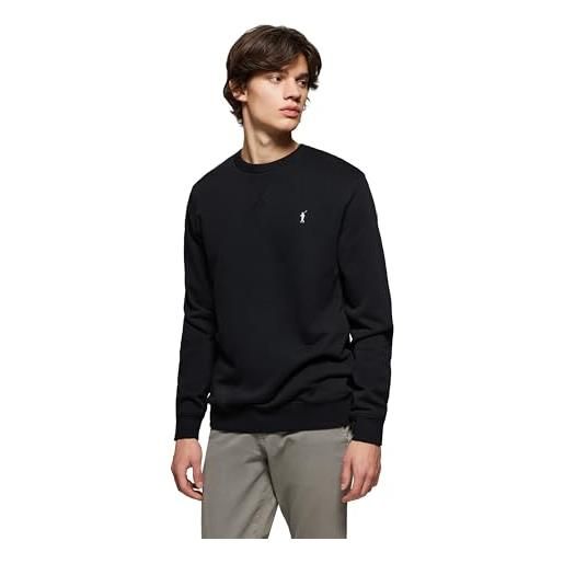 Polo Club felpa uomo a girocollo con logo beige - sweatshirt senza cappuccio crewneck 100% cotone
