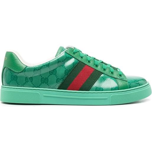 Gucci ace gg crystal canvas low-top sneakers - verde