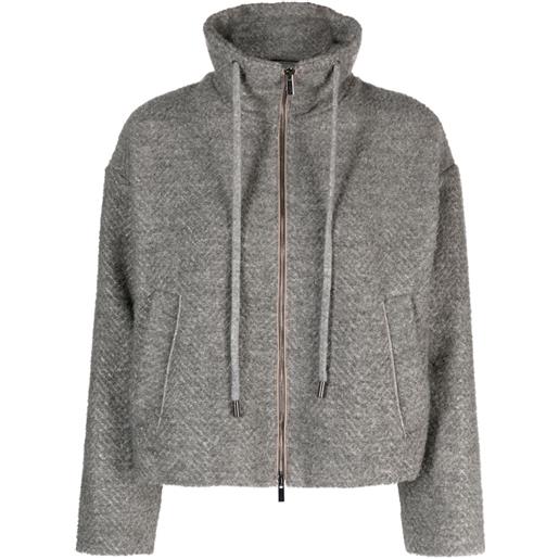 Peserico giacca crop con zip - grigio