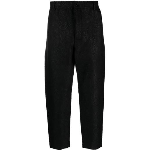4SDESIGNS patterned-jacquard tapered trousers - nero