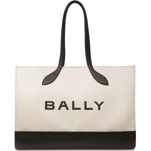 Bally borsa tote bar con logo - bianco