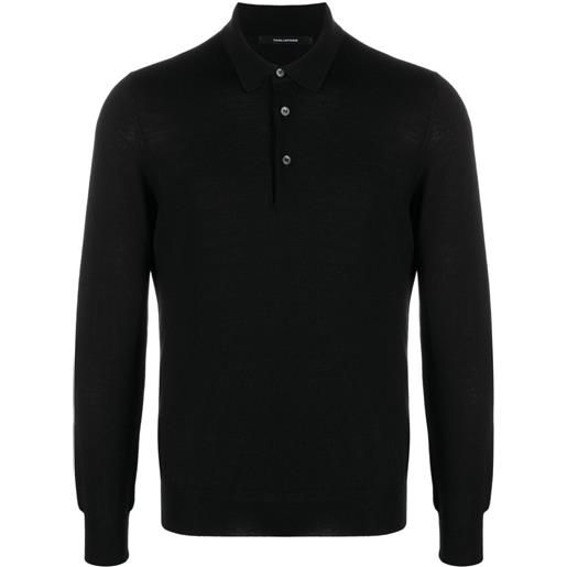 Tagliatore button-fastening virgin wool polo shirt - nero