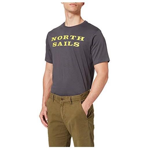 NORTH SAILS t-shirt in jersey da uomo nera - 100% cotone biologico - vestibilità regolare - leggera con girocollo e maniche corte - s