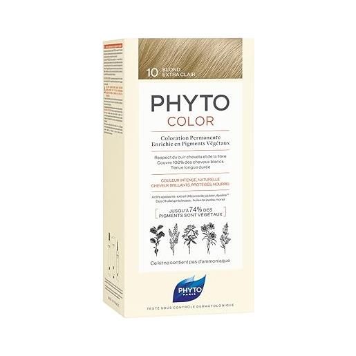Phyto Phytocolor 10 biondo chiarissimo extra colorazione permanente senza ammoniaca, 100% copertura capelli bianchi