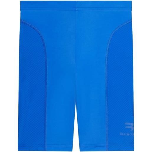 Balenciaga shorts da ciclismo con stampa - blu