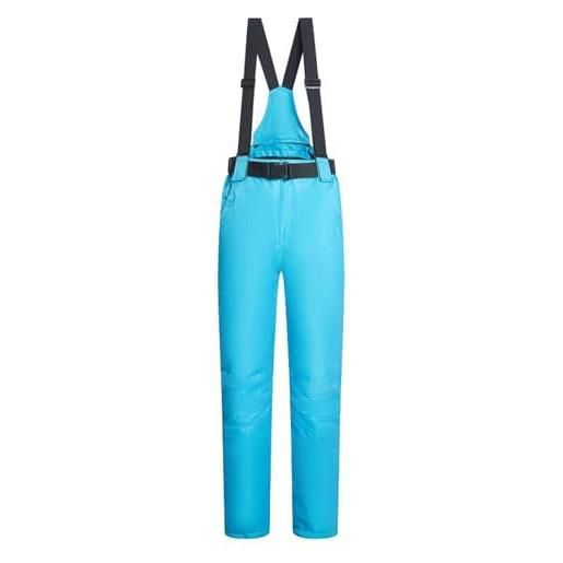 Dawwoti pantaloni sci delle donne con bretelle, spessore impermeabile sci pantaloni da neve termiche peluche golf pantaloni di viaggio per ladies snowboard pesca antivento sci attrezzatura (m, azzurro)