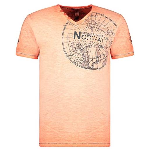 Geographical Norway t-shirt jimperable uomo 100% cotone maglia manica corta wn958f-gn (corallo, xxl)