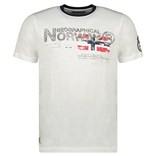 Geographical Norway jisland men - maglietta in cotone da uomo, con logo stampato, a maniche corte, scollo rotondo, vestibilità regolare (nero, m)