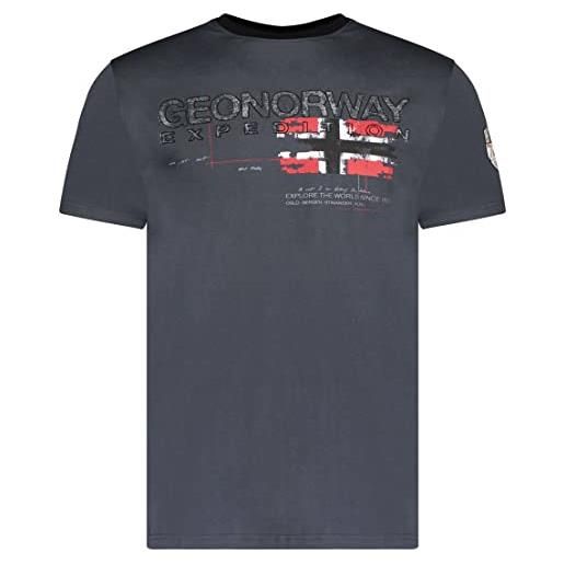 Geographical Norway jisland men - maglietta in cotone da uomo, con logo stampato, a maniche corte, scollo rotondo, vestibilità regolare (marino, xxl)