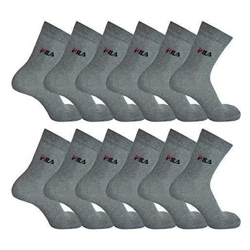 Fila 12 paia calze calzini mezza gamba uomo donna cotone elasticizzato nero bianco grigio (35-38, nero)