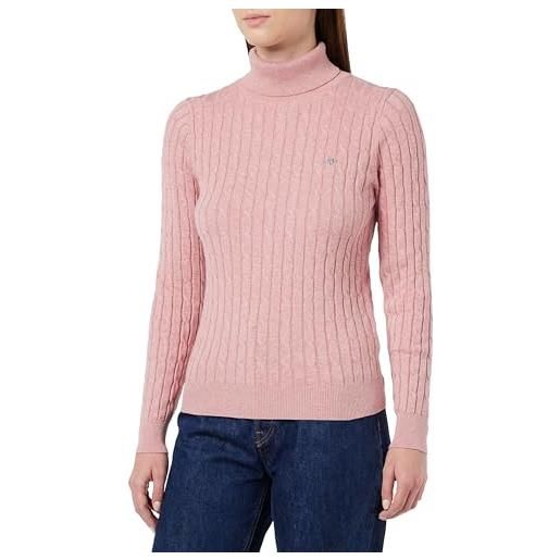 GANT stretch cotton cable turtleneck maglione, california pink melange, m donna