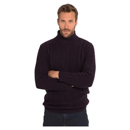 JP 1880 maglione a collo alto, misto lana, motivo a trecce sul davanti, ribes nero, 7xl uomo