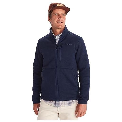 Marmot uomo drop line jacket, calda giacca in pile, giacca outdoor con zip integrale, scaldacorpo traspirante e resistente al vento, black, m