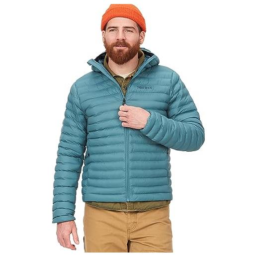 Marmot uomo echo featherless hoody, giacca da escursioni isolata, leggero capotto funzionale idrorepellente, parka imbottita, giacca outdoor antivento, arctic navy, s
