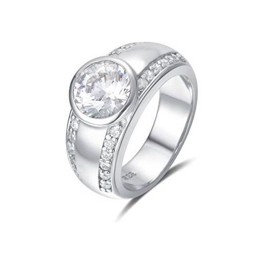 Quiges donna solitario moda anello in argento 925 con pietre di zirconia trasparenti taglia 19.5