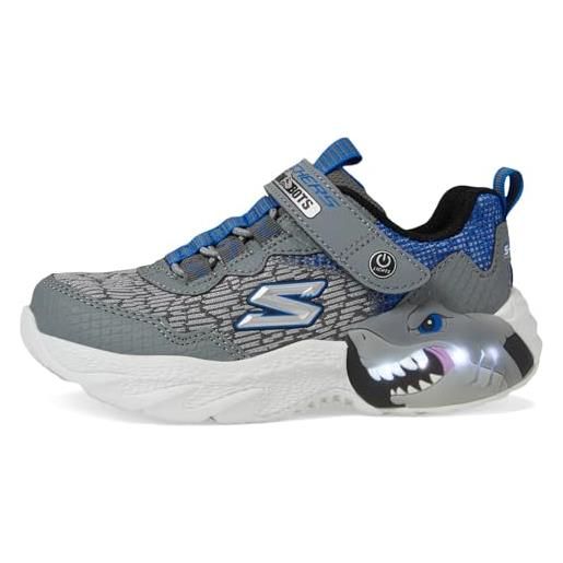 Skechers, sneaker bambini e ragazzi, tessuto sintetico antracite con finiture blu, 29 eu