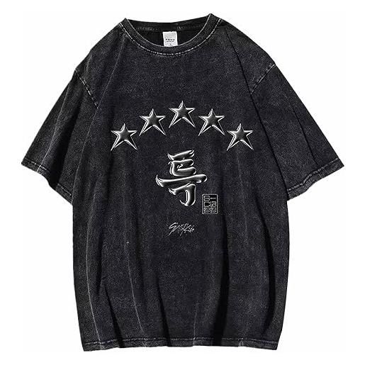 Charous kpop-stray kids album 5-star stessa t-shirt, lavato invecchiato t-shirt per supporto straykids fans stay regalo