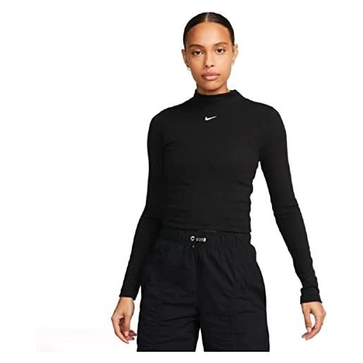 Nike sportswear essential, maglia manica lunga elasticizzata con collo a lupetto da donna, dv7880-010. (m)
