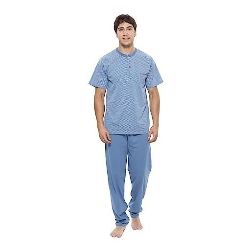 GARY made in italy pigiama uomo 2 pezzi abbigliamento notte taglie grandi calibrate conformata over size grandi dimensioni con bottoni in cotone r60004 (60, blu acciaio)