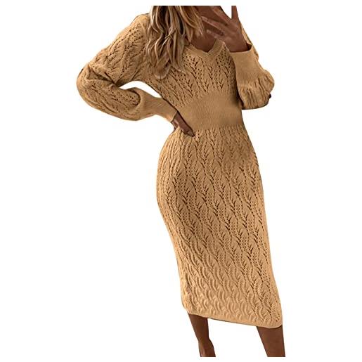 Kobilee vestito donna elegante curvy autunno lungo abito maglione caldo morbido abito in maglia abiti aderente sexy vestito invernale manica lunga casual
