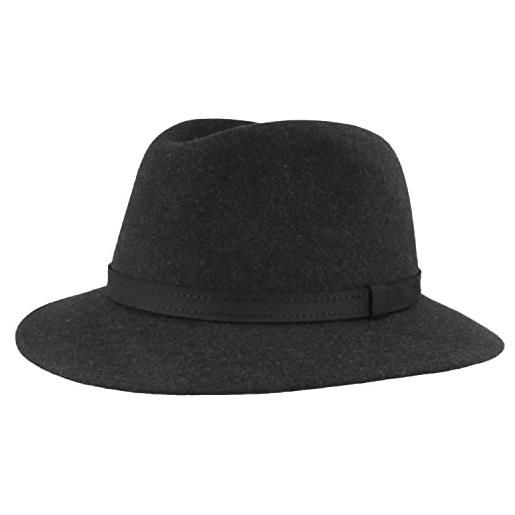Hut Breiter breiter cappello in feltro per attività all'aperto, da trekking, in 100% lana, impermeabile e pieghevole, con rivestimento in pelle, per uomo e donna, marrone scuro. , 62