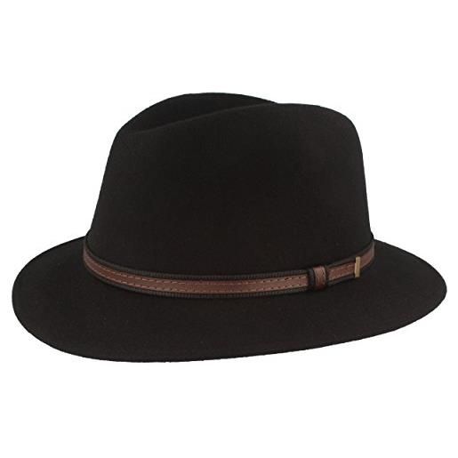 Hut Breiter cappello in feltro per esterni, cappello da trekking, 100% lana, impermeabile e pieghevole, con rivestimento in pelle, per uomo e donna, antracite. , 59