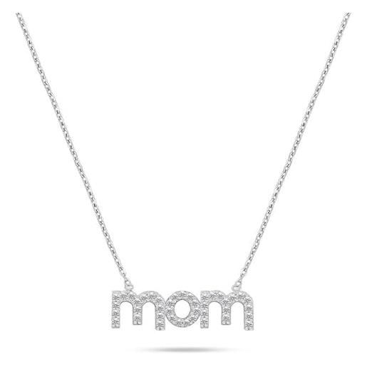 Brilio collana originale silver necklace mom ncl111w sbs3352 marca, estándar, metallo non prezioso, nessuna pietra preziosa