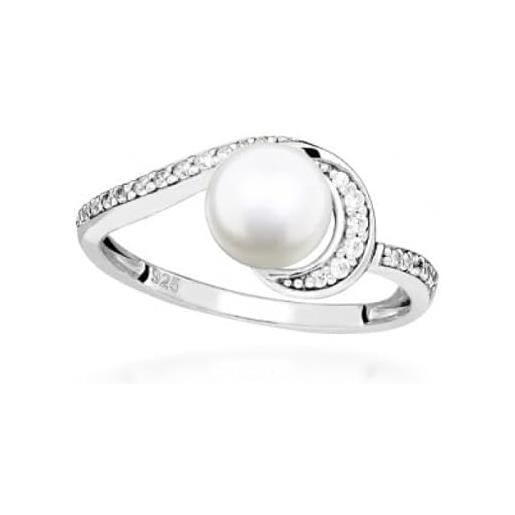 Silver Cat anello silver ring with cubic zirconia and real pearl sc496 - circuito: 52 mm ssc0494-52 marca, estándar, metallo, nessuna pietra preziosa
