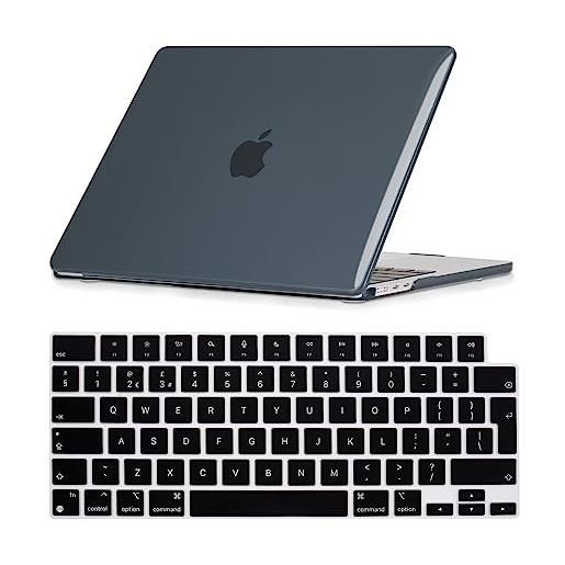 Se7enline compatibile con mac. Book air m2 2023 custodia rigida per laptop da 15 pollici per mac air 15,3 pollici m2 chip modello a2941 e copertura protettiva per tastiera (layout ue), nero cristallo
