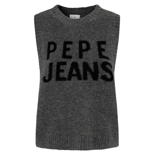 Pepe Jeans denisse vest, maglione donna, grigio (dark grey marl), xl