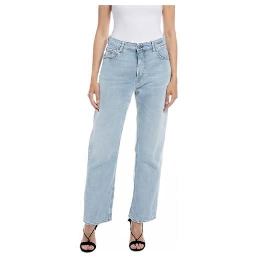 REPLAY jeans donna jaylie wide leg fit in denim comfort, blu (super light blue 011), w28 x l32