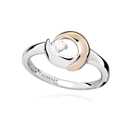 Silver Cat anello beautiful bicolor ring with cubic zirconia sc487 - circuit: 52 mm ssc0482-52 marca, estándar, metallo, nessuna pietra preziosa
