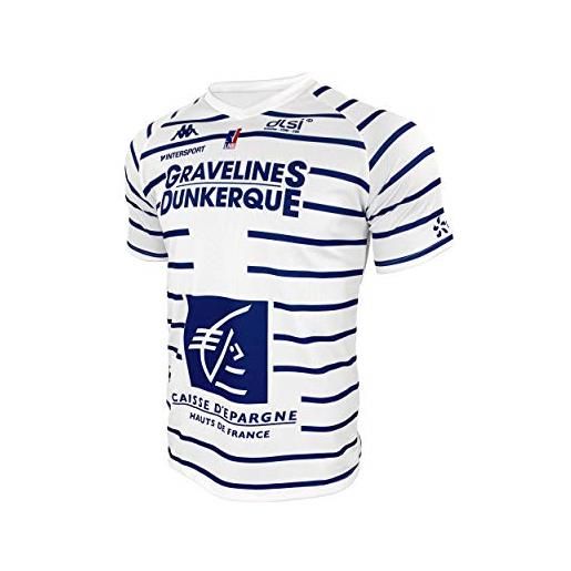 BCM Gravelines Dunkerque gravelines-dunkerque - maglia ufficiale per bambini 2019-2020, bambini, maillot_dom_gravelines, bianco, fr: xxs (taille fabricant: 12 ans)