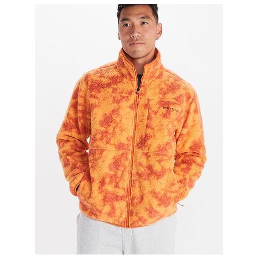 Marmot aros printed fleece jacket warm fleece jacket uomo, tangelo ice dye, l