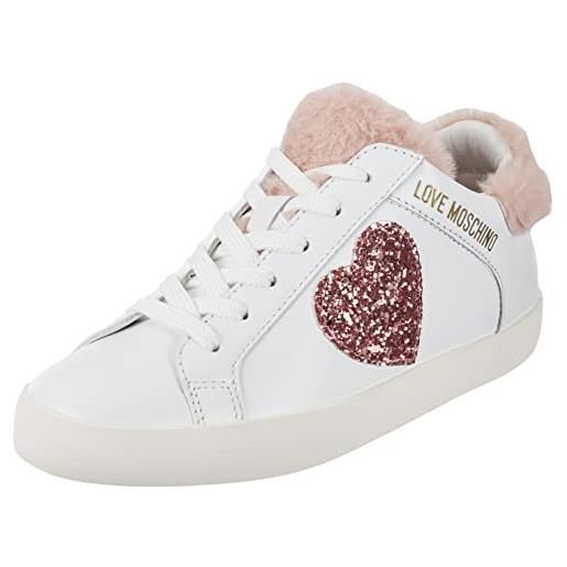 Love Moschino, ja15402g0fiag, sneaker donna , bianco/rosa, 38 eu