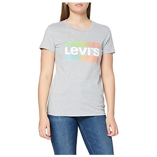 Levi's the perfect tee maglietta, sptwr logo gradient starstruck heather grey, s donna