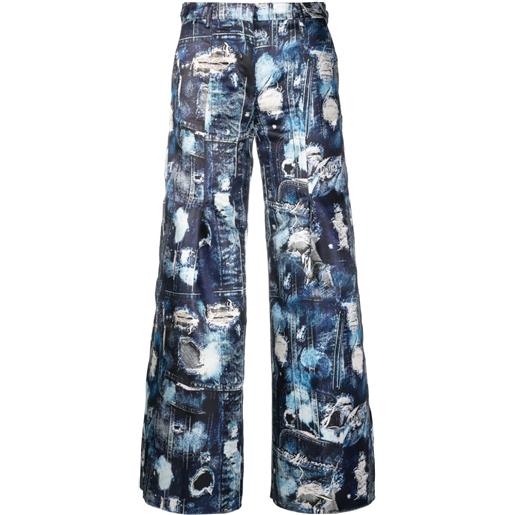 John Richmond pantaloni manik crop con motivo astratto - blu