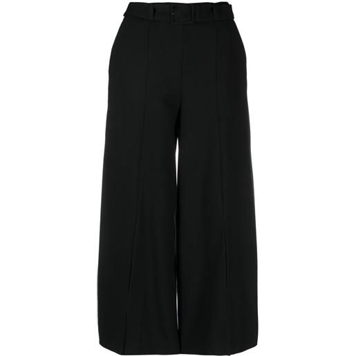 TWINSET pantaloni a vita alta con placca logo - nero