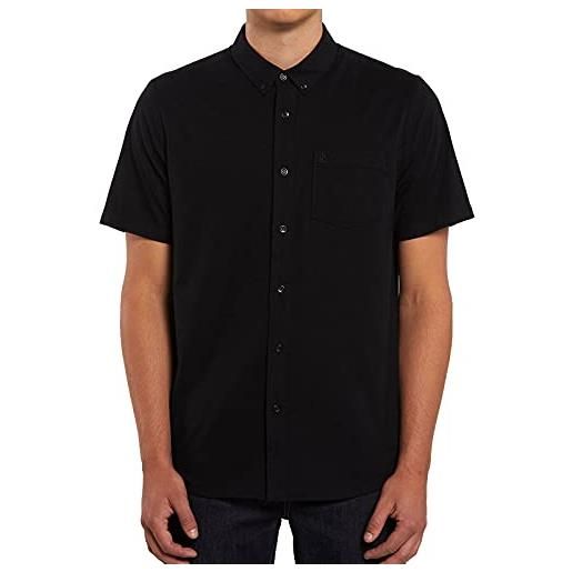 Volcom everett oxford modern fit-camicia a maniche corte da uomo button down, nero, m
