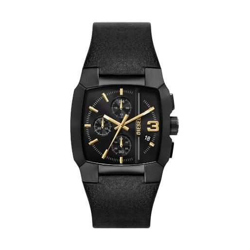 Diesel cliffhanger orologio da uomo, movimento cronografo, acciaio inossidabile, cassa da 40 mm, bracciale in pelle o acciaio inossidabile, nero