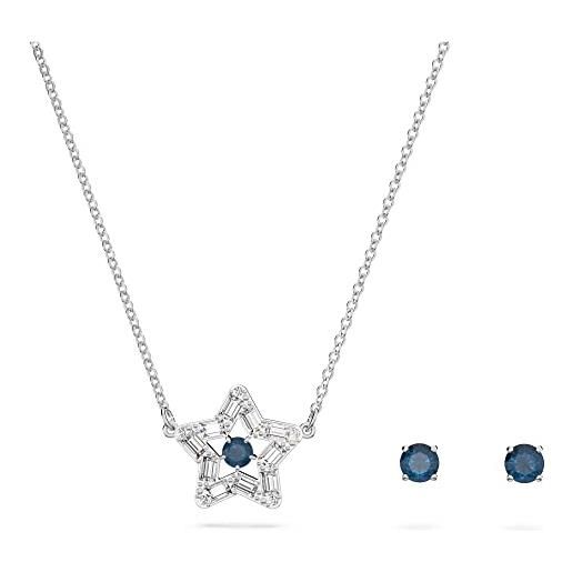 Swarovski stella set collana e orecchini, con cristalli e zirconiaSwarovski , con chiusura ad anello a molla, placcati in tonalità rodio, azzurro