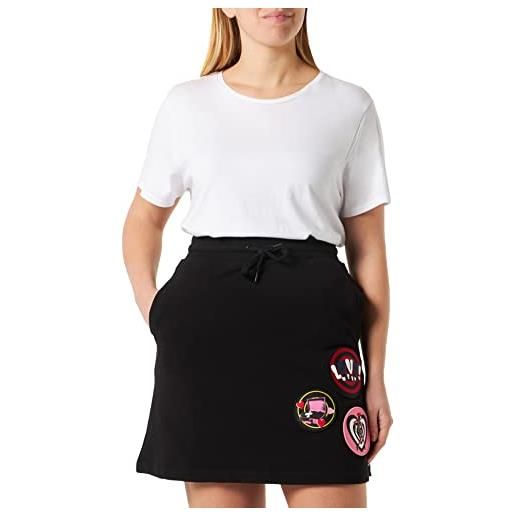 Love Moschino a- line skirt with 3 brand patches sciarpa a trapezio, black, 44 da donna