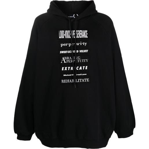 Raf Simons X Fred Perry slogan-patches cotton hoodie - nero