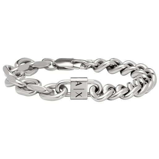 Armani Exchange bracciale a catena in acciaio inossidabile da uomo, argento (silver)