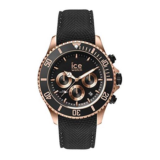 Ice-watch ice steel black rose gold chrono orologio nero da uomo con cinturino in silicone, chrono, 016305 (large)