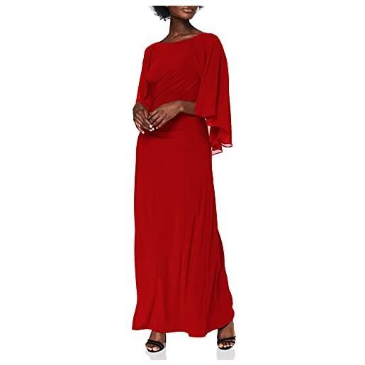 Gina Bacconi women's cape maxi dress vestito da cocktail, rosso, 46 donna