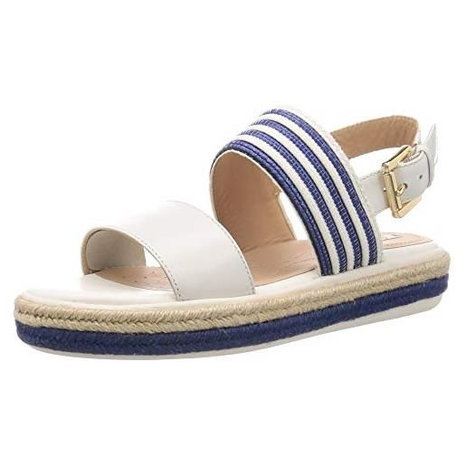 Geox donna d sandal leelu' e sandali donna, bianco/blu (white/blue), 40 eu